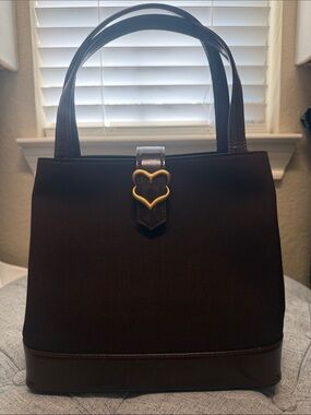Yves Saint Laurent Plum colored Tote with Gold Heart Accent